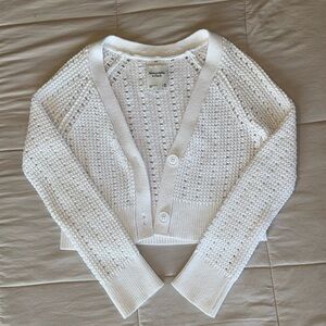 Abercrombie & Fitch White Textured Cardigan